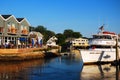 A whale watch ship is moored in a harbor Royalty Free Stock Photo