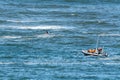 Whale watchers on a boat in Depoe Bay, Oregon. Royalty Free Stock Photo