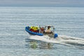 Whale watching tour from fast zodiac boat near Husavik Royalty Free Stock Photo