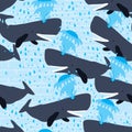 Whale water happy seamless pattern Royalty Free Stock Photo