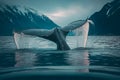 Whale waving its tail in the water Generative AI Royalty Free Stock Photo