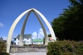 Whalebone Arch, Falkland Islands, Stanley, Falkland Islands. South Atlantic Ocean.