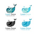 Whales logo set, sketch for your design