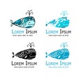 Whales logo set, sketch for your design