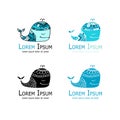 Whales logo set, sketch for your design