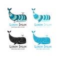 Whales logo set, sketch for your design