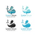 Whales logo set, sketch for your design