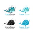 Whales logo set, sketch for your design