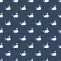 Whales Seamles pattern on blue background. Royalty Free Stock Photo