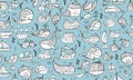 Whales and ships, seamless pattern for your design