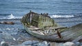 Whaling boat on the beach in Antarctica Royalty Free Stock Photo
