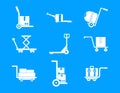 Wharehouse cart icon blue set vector