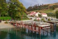 Wharf at Walter Peak Farm, a tourist attraction on Lake Wakatipu, New Zealand Royalty Free Stock Photo