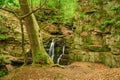 Wharnley Burn Falls deep in woodland Royalty Free Stock Photo