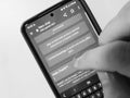 A person typing hello ChatGP at work. ChatGPT is an Artificial intelligence chatbot service provided by OpenAI