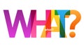 WHAT? colorful overlapping letters vector banner