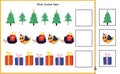 What Comes Next Christmas puzzle game. Cut and glue activity page for kids