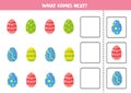 What comes next. Sequence game for children. Set of Easter eggs