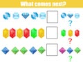 What comes next educational children game. Kids activity sheet, continue the row task Royalty Free Stock Photo