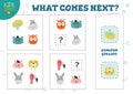 What comes next preschool kids game vector illustration