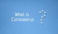 What is Coronavirus medical banner. White  pills in the form of a question mark on a blue background with copy space for text Royalty Free Stock Photo