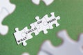 What could go wrong text on white jigsaw puzzle with some missing pieces. Royalty Free Stock Photo
