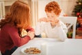 Mother and son writing letter to santa claus Royalty Free Stock Photo