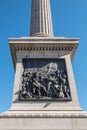 What England expects Mural sculpture at Nelson`s Column, Trafalgar Square, London, UK
