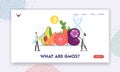 What is GMO Landing Page Template. Tiny Scientists Characters at Huge Genetically Modified Food and Agriculture Crop