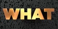 What - Gold text on black background - 3D rendered royalty free stock picture