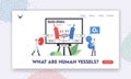 What are Human Vessels Landing Page Template. Tiny Doctors Characters Presenting Huge Infographics of Blood Vein, Artery Royalty Free Stock Photo