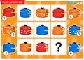 What item are missing? Colorful pans or pots. Logic puzzle game for kids. Education game for children. Sudoku puzzle. Worksheet