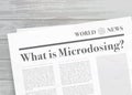 What is Microdosing newspaper headline concept. Recreational psychoactive therapy with micro-dosing psychedelic Royalty Free Stock Photo