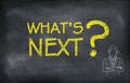 What is next? poster with man on blackboard