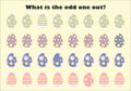 What is the odd one out for children, easter eggs in cartoon style, fun education game for kids, preschool worksheet activity, Royalty Free Stock Photo
