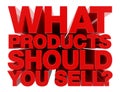 WHAT PRODUCTS SHOULD YOU SELL ? word on white background illustration 3D rendering Royalty Free Stock Photo