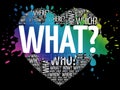 WHAT? Question heart, Questions words concept background