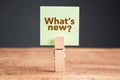 What`s New Sign on Clothespin Royalty Free Stock Photo