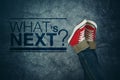 What`s next concept, with young person in casual sneakers