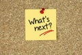 What`s next on yellow sticky note Royalty Free Stock Photo