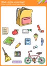 WhatÃÂ´s in the school bag? Draw a circle around each thing. Royalty Free Stock Photo