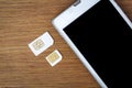 What's type of sim card can use on your mobile Royalty Free Stock Photo