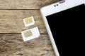 What's type of sim card can use on your mobile, smart phone Royalty Free Stock Photo