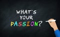 What`s your Passion? Question Hand written On chalkboard. colorful text on chalk board with human hand writing