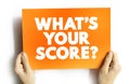 What`s Your Score question text quote on card, concept background