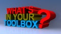 What`s in your toolbox on blue Royalty Free Stock Photo