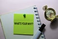 What`s Your Why? text on sticky notes isolated on office desk Royalty Free Stock Photo