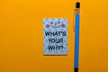 What`s Your Why? write on sticky notes isolated on Office Desk Royalty Free Stock Photo