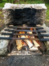 Cozy campfire at campground during summer