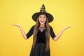 what a surprise. carnival costume party. trick or treat. celebrate the holidays. wizardry. halloween witch girl. happy